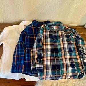 Plaid Kids Shirt Set - Blue, Green, White
